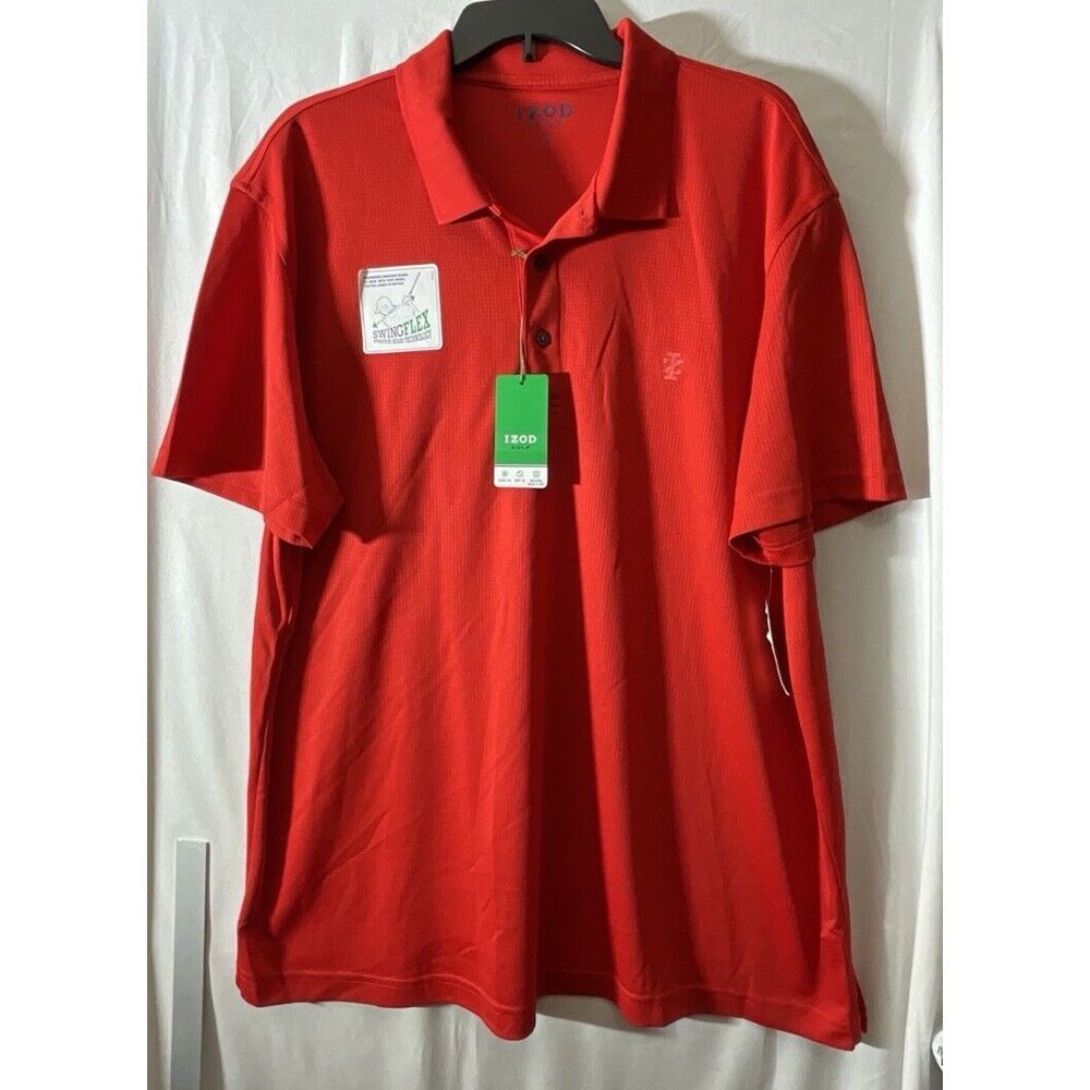New IZOD Golf Shirt XL Men Stretch Swing Flex Stretch Seam Technology‎ - Red